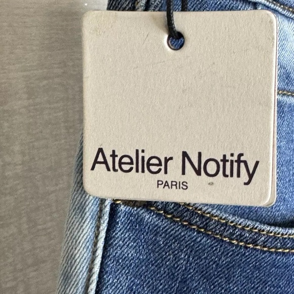 NWT Atelier Notify Paris Made In Italy Patch Work Jeans Sz 28 $295 - Picture 3 of 7